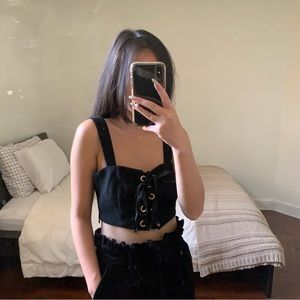Forever21 grommet corset lace up crop top